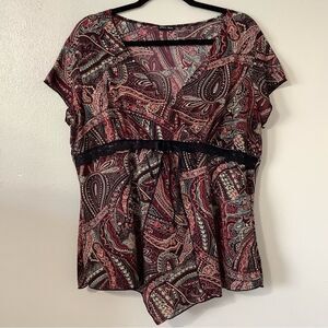 Julie’s Closet Y2K Whimsigoth Witchy Fairy Grunge Paisley Milkmaid Blouse 1X